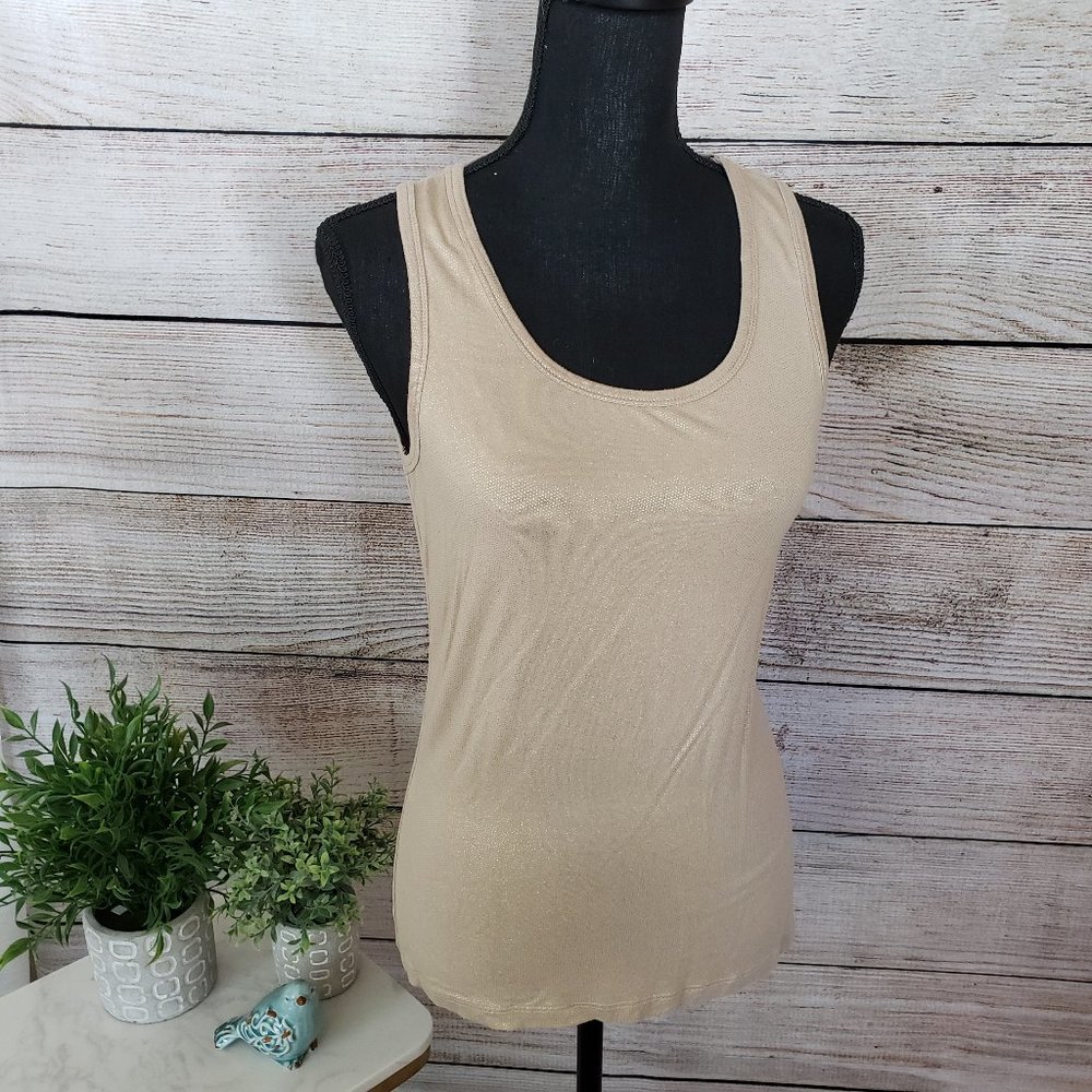✨4/$25 LYNN RICHIE BEIGE w/ GOLD SHIMMER TANK TOP